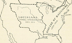 map of the Diocese of Baltimore from 1789-1808.