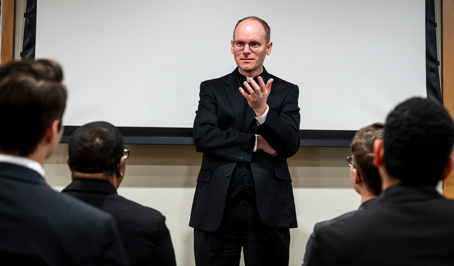 Rev. Shawn Gould, P.S.S. speaks to aspirant group.