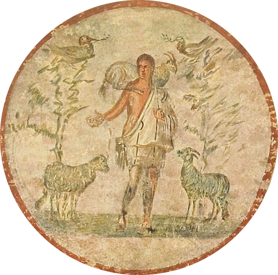 Jesus as Good Shepherd from Roman Catacombs.